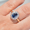 Vintage 1990s Sapphire & Diamond Cluster Ring in 18ct Yellow Gold (Approx. 2.01ct)