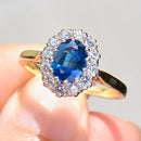 Vintage 1990s Sapphire & Diamond Cluster Ring in 18ct Yellow Gold (Approx. 2.01ct)