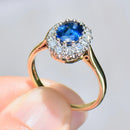 Vintage 1990s Sapphire & Diamond Cluster Ring in 18ct Yellow Gold (Approx. 2.01ct)