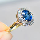 Vintage 1990s Sapphire & Diamond Cluster Ring in 18ct Yellow Gold (Approx. 2.01ct)