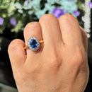 Vintage 1990s Sapphire & Diamond Cluster Ring in 18ct Yellow Gold (Approx. 2.01ct)