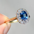 Vintage 1990s Sapphire & Diamond Cluster Ring in 18ct Yellow Gold (Approx. 2.01ct)