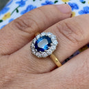 Vintage 1990s Sapphire & Diamond Cluster Ring in 18ct Yellow Gold (Approx. 2.01ct)
