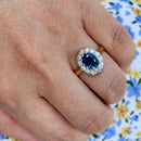 Vintage 1990s Sapphire & Diamond Cluster Ring in 18ct Yellow Gold (Approx. 2.01ct)