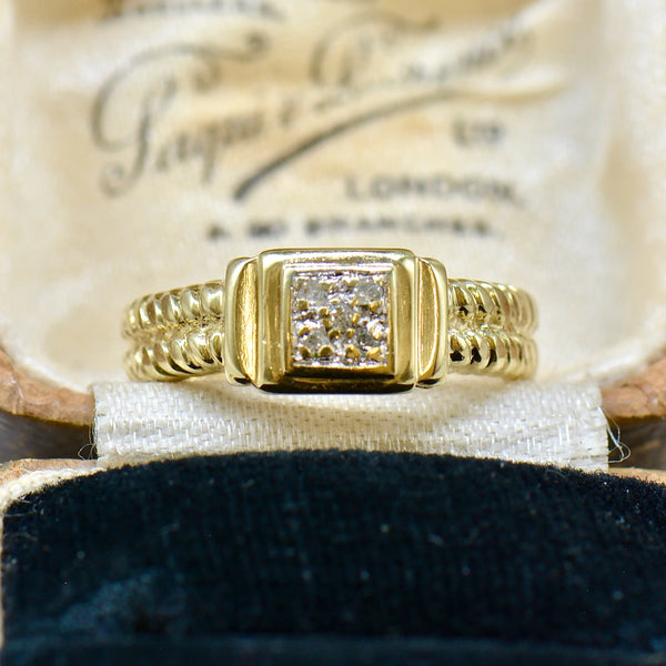 9ct Yellow Gold Diamond Set Chain Link Design Ring