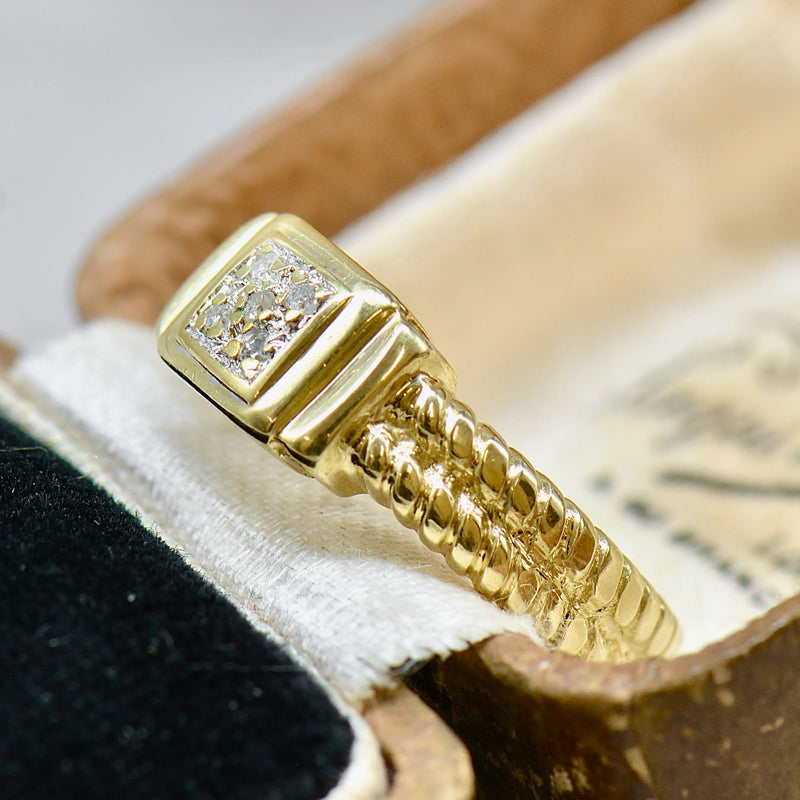 9ct Yellow Gold Diamond Set Chain Link Design Ring