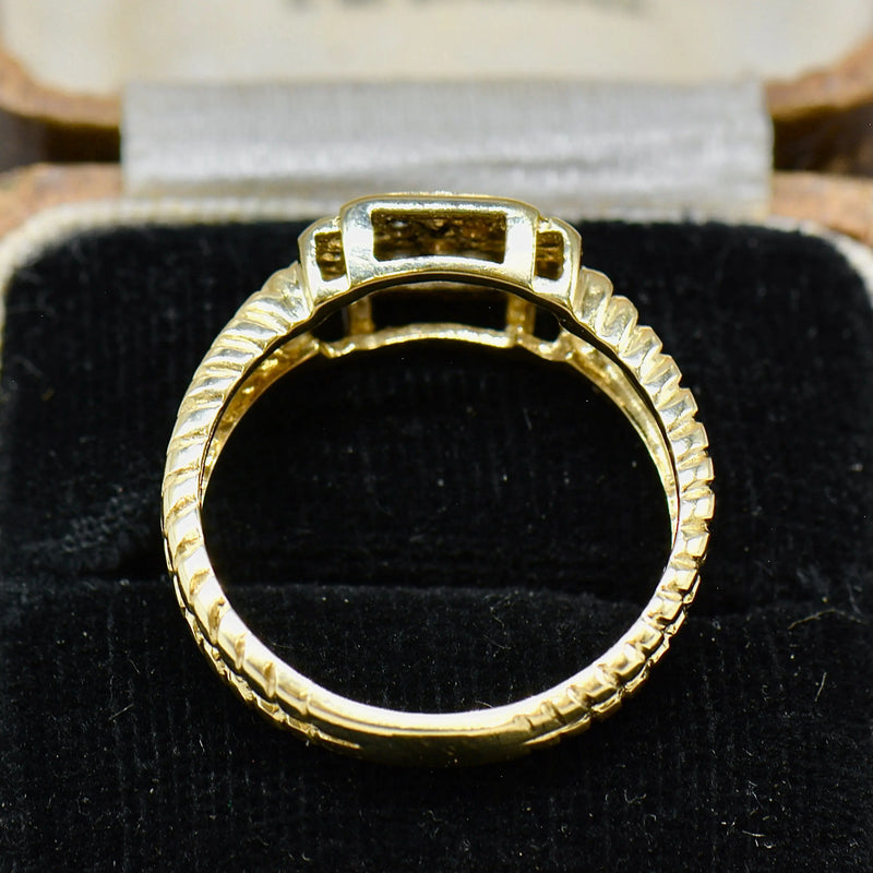 9ct Yellow Gold Diamond Set Chain Link Design Ring