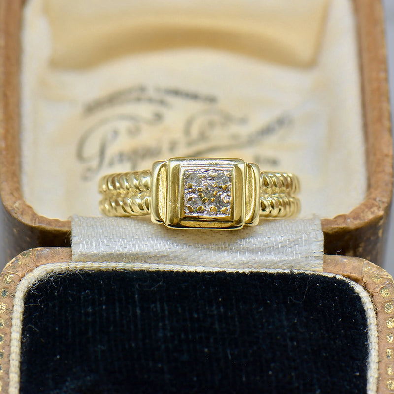 9ct Yellow Gold Diamond Set Chain Link Design Ring