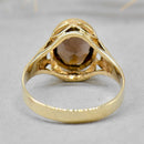 Vintage 1970s Smoky Quartz 9ct Yellow Gold Solitaire Dress Ring