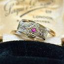 Art Deco 9ct Yellow Gold & Platinum Topped Ruby and Diamond Ring