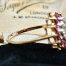 Vintage 1990s Ruby and Diamond 9ct Yellow Gold Cluster Ring