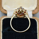 Vintage 1990s Ruby and Diamond 9ct Yellow Gold Cluster Ring