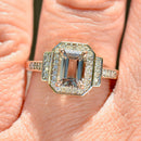 Colour-Change Turkizite (Csarite) and Diamond 9ct Yellow Gold Halo Ring (1.43cts)