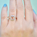 パパラチャカラートルマリンとダイヤモンドの9カラットローズゴールドハローリング（1.19カラット）