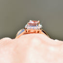 パパラチャカラートルマリンとダイヤモンドの9カラットローズゴールドハローリング（1.19カラット）