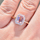 パパラチャカラートルマリンとダイヤモンドの9カラットローズゴールドハローリング（1.19カラット）