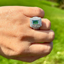 Green and White Diamond 9ct White Gold Cluster Ring (1.4ct)