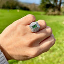 Green and White Diamond 9ct White Gold Cluster Ring (1.4ct)