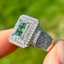 Green and White Diamond 9ct White Gold Cluster Ring (1.4ct)