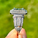 Green and White Diamond 9ct White Gold Cluster Ring (1.4ct)