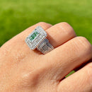 Green and White Diamond 9ct White Gold Cluster Ring (1.4ct)