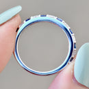 Natural Sapphire and Lab-Created Diamond 9ct White Gold Half Eternity Band (1.15cts)