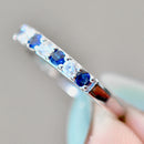 Natural Sapphire and Lab-Created Diamond 9ct White Gold Half Eternity Band (1.15cts)