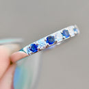 Natural Sapphire and Lab-Created Diamond 9ct White Gold Half Eternity Band (1.15cts)