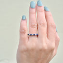 Natural Sapphire and Lab-Created Diamond 9ct White Gold Half Eternity Band (1.15cts)