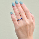 Natural Sapphire and Lab-Created Diamond 9ct White Gold Half Eternity Band (1.15cts)