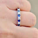 Natural Sapphire and Lab-Created Diamond 9ct White Gold Half Eternity Band (1.15cts)