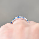 Natural Sapphire and Lab-Created Diamond 9ct White Gold Half Eternity Band (1.15cts)