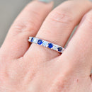Natural Sapphire and Lab-Created Diamond 9ct White Gold Half Eternity Band (1.15cts)