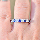 Natural Sapphire and Lab-Created Diamond 9ct White Gold Half Eternity Band (1.15cts)