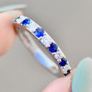Natural Sapphire and Lab-Created Diamond 9ct White Gold Half Eternity Band (1.15cts)