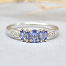 9ct White Gold Tanzanite and Diamond Five-Stone Design Ring
