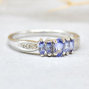 9ct White Gold Tanzanite and Diamond Five-Stone Design Ring