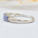 9ct White Gold Tanzanite and Diamond Five-Stone Design Ring