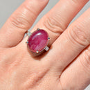 Ruby Cabochon & Diamond Platinum Three-Stone Ring
