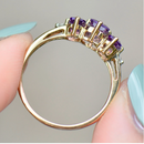 Amethyst & Diamond 2000s Trilogy 9ct Yellow Gold Ring (0.92ct)