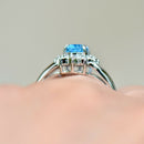 Swiss Blue Topaz & Diamond 9ct White Gold Halo Ring