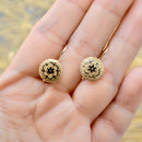 Antique Black Enamel 9ct Rose Gold Drop Earrings