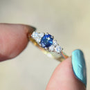 Vintage 1980s Royal Blue Sapphire and Diamond 18ct Yellow Gold Engagement Ring (0.55ct)