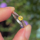 Vintage 1990s 18ct White Gold Yellow Sapphire & Diamond Ring
