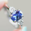 Tanzanite & Diamond 18ct White Gold Trilogy Engagement Ring (2.0cts)