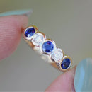 Sapphire and Diamond Five-stone 18ct Yellow Gold Bezel-Set Ring