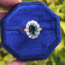 1970s Teal Tourmaline and Diamond 18CT Yellow Gold Halo Engagement Ring (1.54cts)