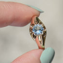1980s Aquamarine Gypsy Set 9ct Yellow Gold Ring
