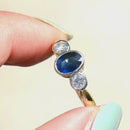 Vintage 1990s Sapphire and Diamond 18ct Yellow Gold Trilogy Engagement Ring (1.52cts)
