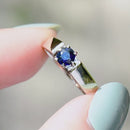 Vintage 1970s Blue Sapphire 18ct White Gold Solitaire Ring